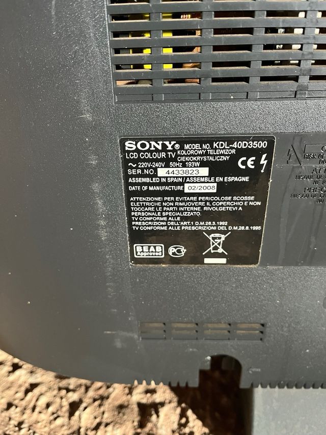 Tv tele sony kdl 40D3500 no enciende