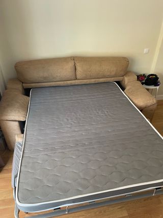 Sofá cama beige - Piel sintética