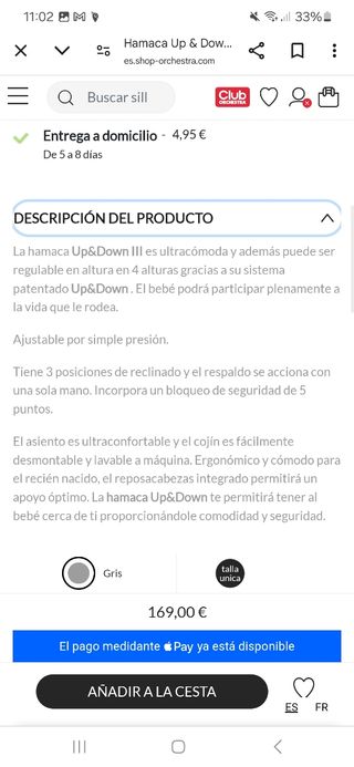 Hamaca evolutiva bebé