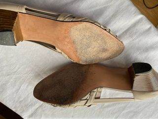 Zapatos vintage beige tacón medio 38