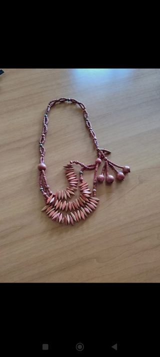 Collana legno beige marrone #vintage