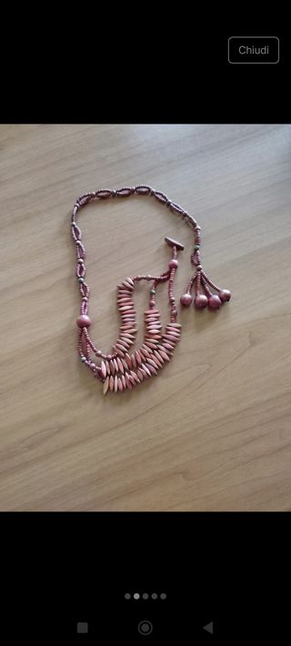 Collana legno beige marrone #vintage