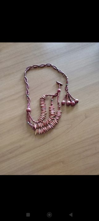 Collana legno beige marrone #vintage