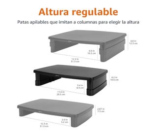 Amazon Basics Rectangular Soporte de Escritorio Ajustable para Monitor de Ordenador
