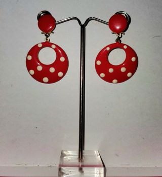 Pendientes lunares rojos y blancos