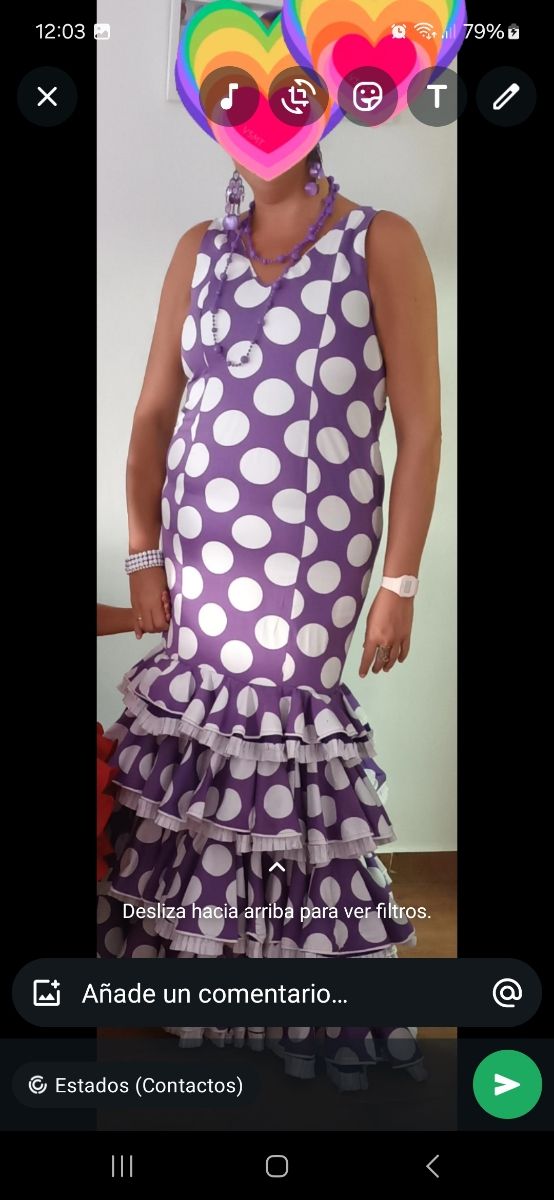 Traje gitana lunares blancos - morado