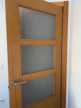 Puerta interior cristal 3 paneles color miel