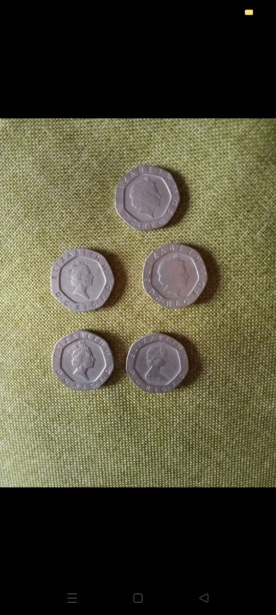 5 Monete 20 Pence Elizabeth II (1982-1999)