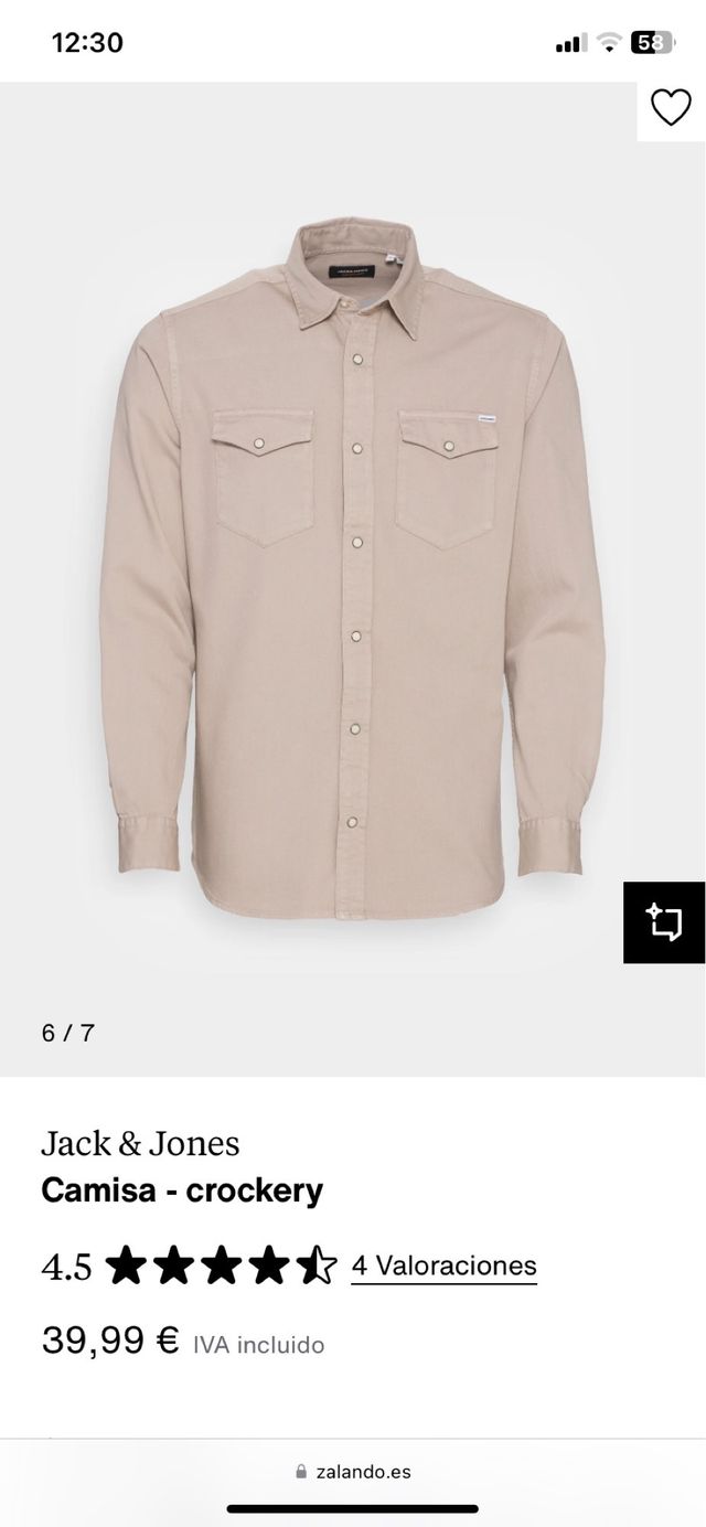 Camisa hombre Jack  Jones beige