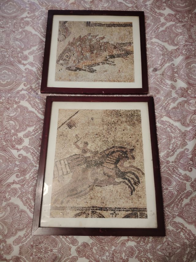 2 cuadros vintage con pantalla de crista