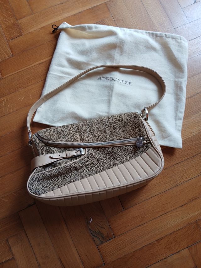 Borbonese borsa beige con manico spalla