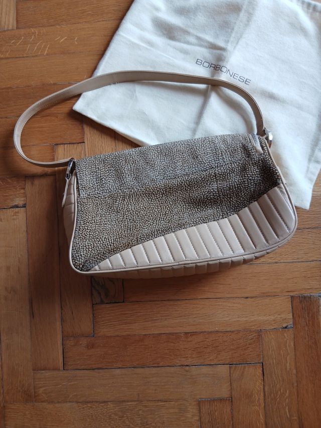 Borbonese borsa beige con manico spalla