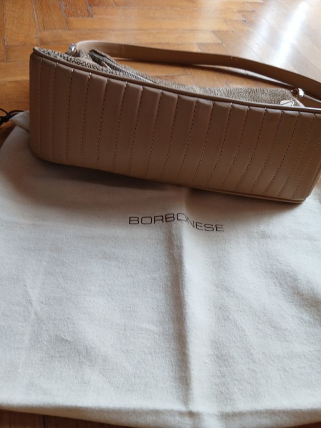 Borbonese borsa beige con manico spalla