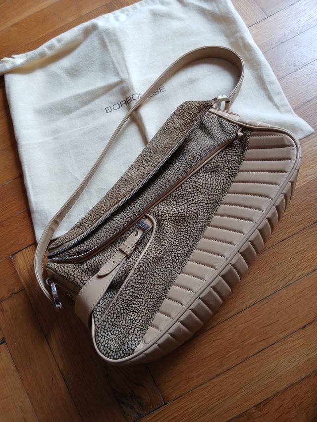 Borbonese borsa beige con manico spalla