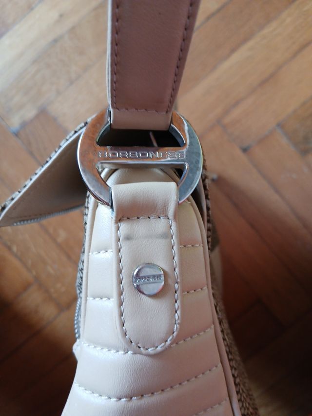 Borbonese borsa beige con manico spalla