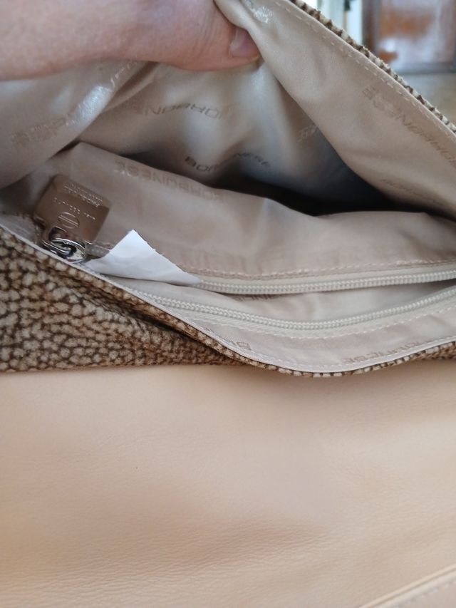 Borbonese borsa beige con manico spalla