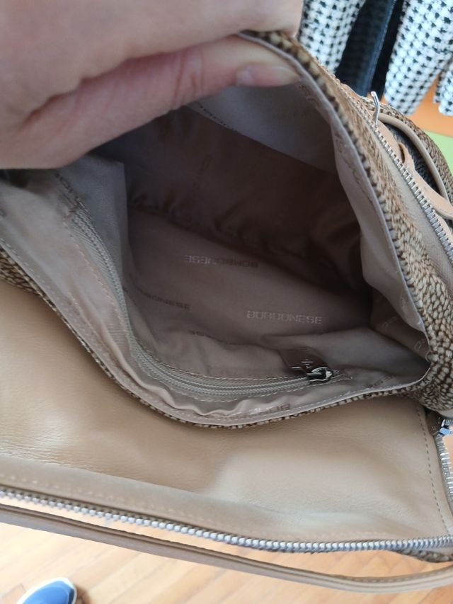 Borbonese borsa beige con manico spalla
