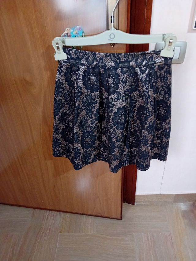 Gonna effetto pizzo beige e nera