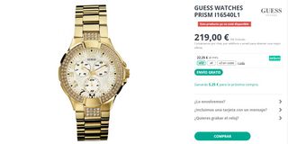Reloj guess prism dorado original