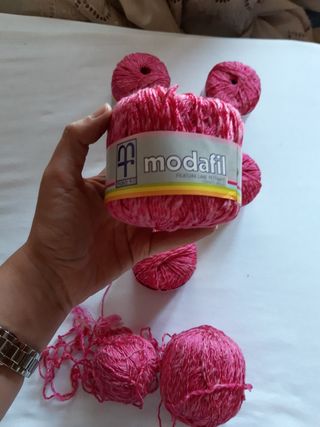 Set fili da ricamo lane pettinate rosa