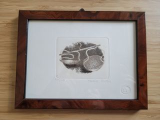 Litografia firmata e numerata in cornice di radica