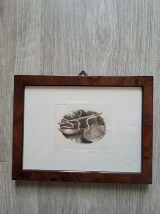 Litografia firmata e numerata in cornice di radica