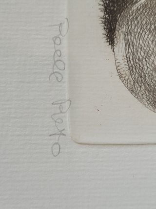 Litografia firmata e numerata in cornice di radica