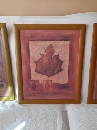 3 Cuadros decorativos - Hojas otoñales