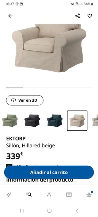 Sillón Ikea beig oscuro, arena.