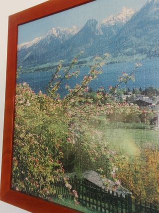 Marco madera cuadro puzzle paisaje 