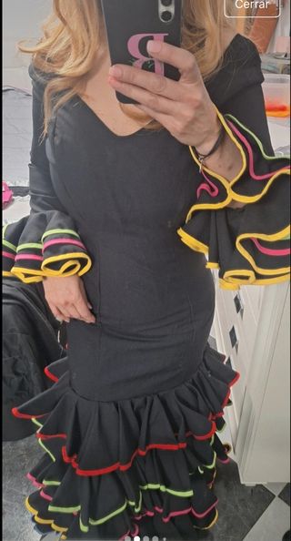 Traje Flamenca Negro Multicolor