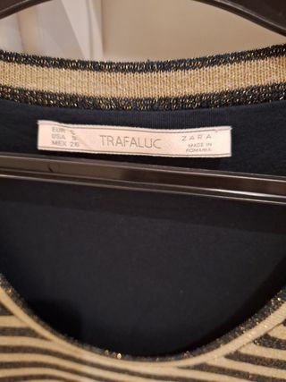 Vestido mujer verde, dorado. Zara, ta S