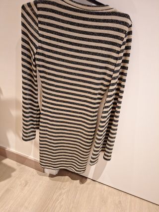 Vestido mujer verde, dorado. Zara, ta S