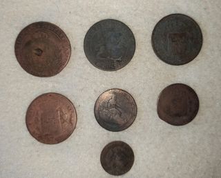 Lote 7 monedas antiguas de cobre