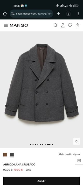 Abrigo Lana cruzado / Mango - Gris - Talla M
