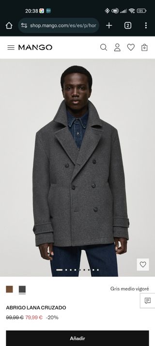 Abrigo Lana cruzado / Mango - Gris - Talla M