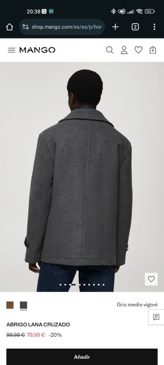 Abrigo Lana cruzado / Mango - Gris - Talla M