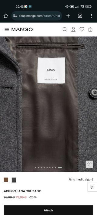 Abrigo Lana cruzado / Mango - Gris - Talla M