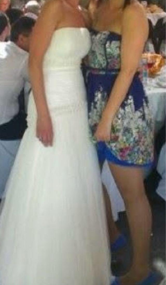 Vestido cóctel azul floral M