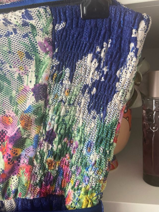 Vestido cóctel azul floral M