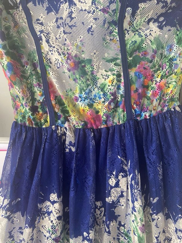 Vestido cóctel azul floral M