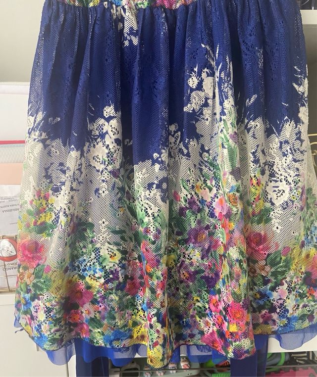 Vestido cóctel azul floral M
