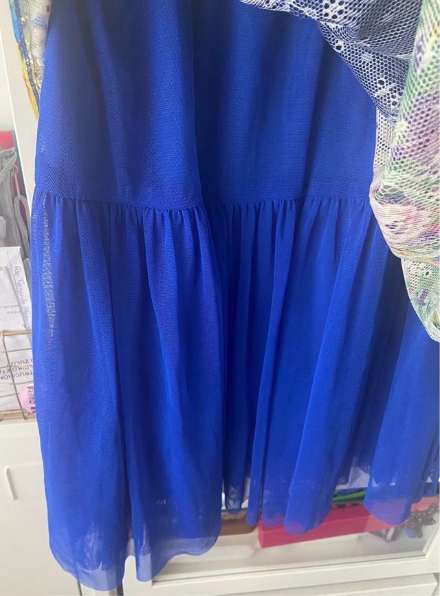 Vestido cóctel azul floral M