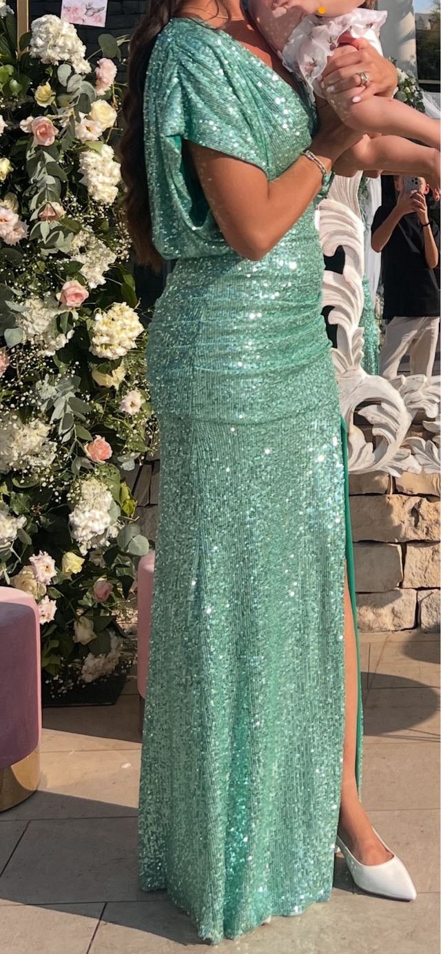 Vestito paillettes verde menta