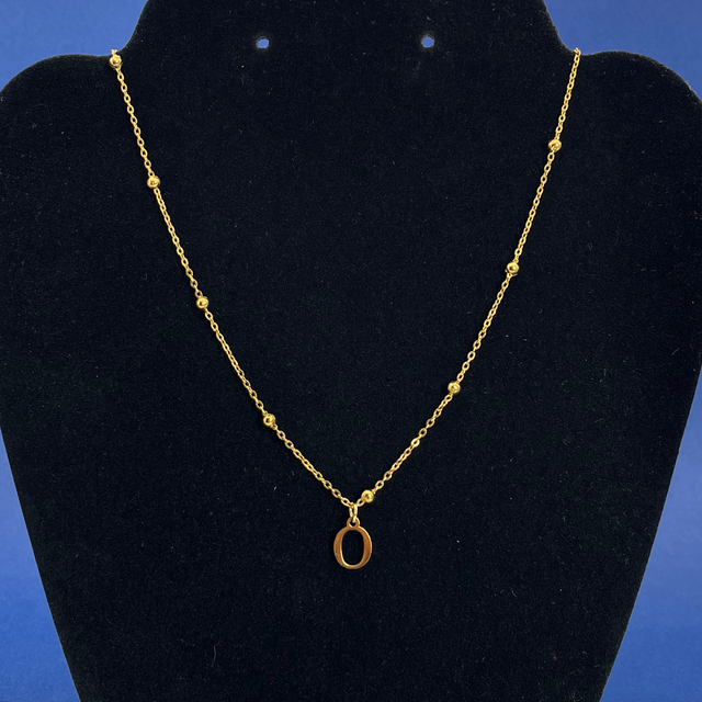 Gold Stainless Steel Necklace with Letter O
