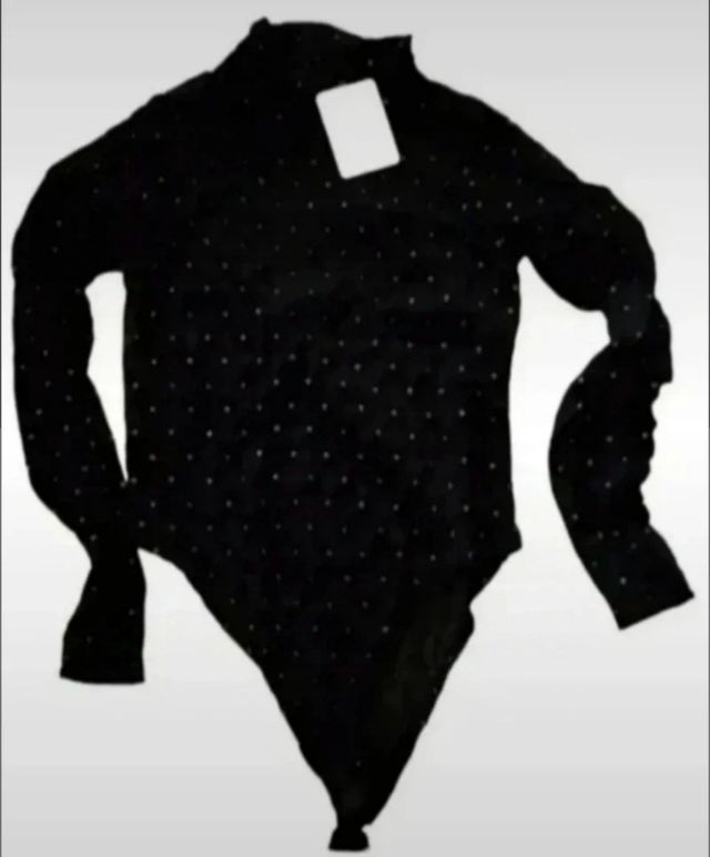 Body nero velato punti argento