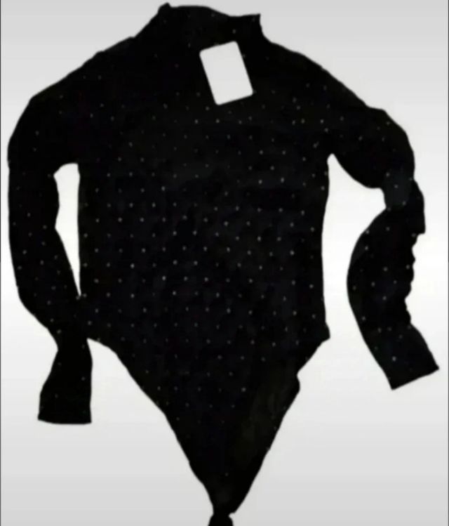 Body nero velato punti argento