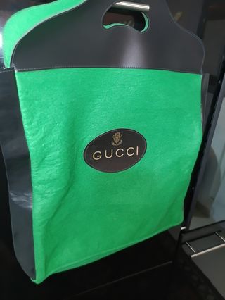 Gucci sacca borsa shopping bag grande verde nero