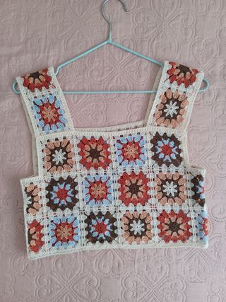 crochet top corto beige