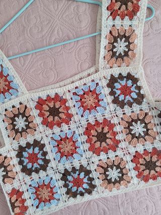 crochet top corto beige